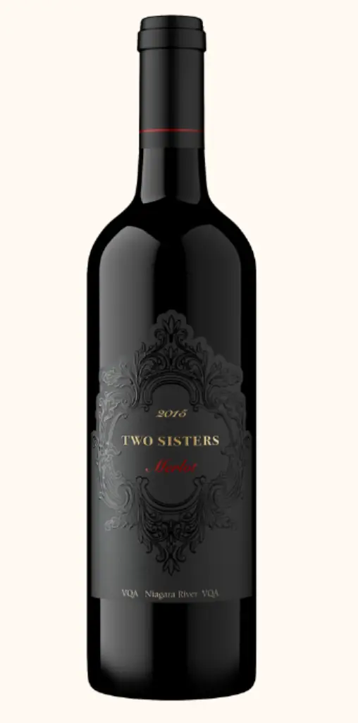 Merlot 2016 Two Sisters vineyards  The palate is dominated by rich fruits, with purple plums, black cherries and blueberries. The classic velvety texture of this carefully crafted Merlot creates an exceptional mouthfeel. Balanced, smooth and concentrated, this merlot lingers pleasantly to create a wonderful finish, as the chocolate notes surface