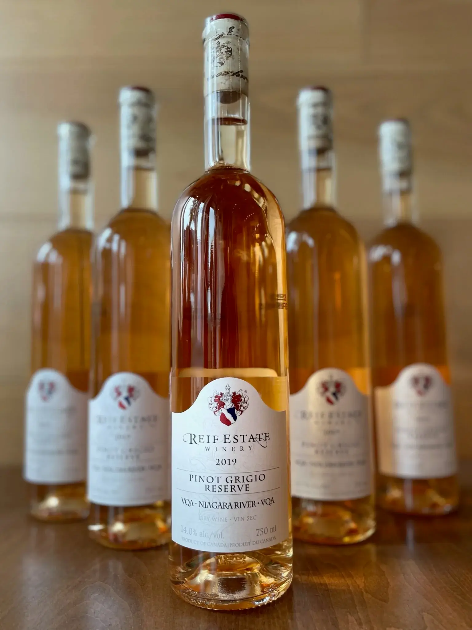 Presenting a Pinot Grigio Reserve by Reif Estate Winery; a medium-bodied, dry white wine with melon and mineral aromas. Rich and flavourful on the palate. Sold by the bottle ($48) or by the glass ($10.95).
