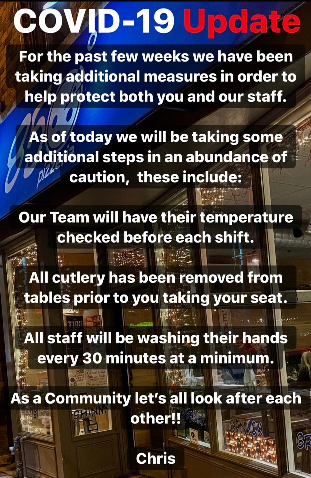 Covid-19 precautions