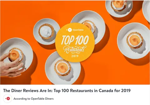 OpenTable 2019 Top 100 restaurants in Canada and we are one of them ….